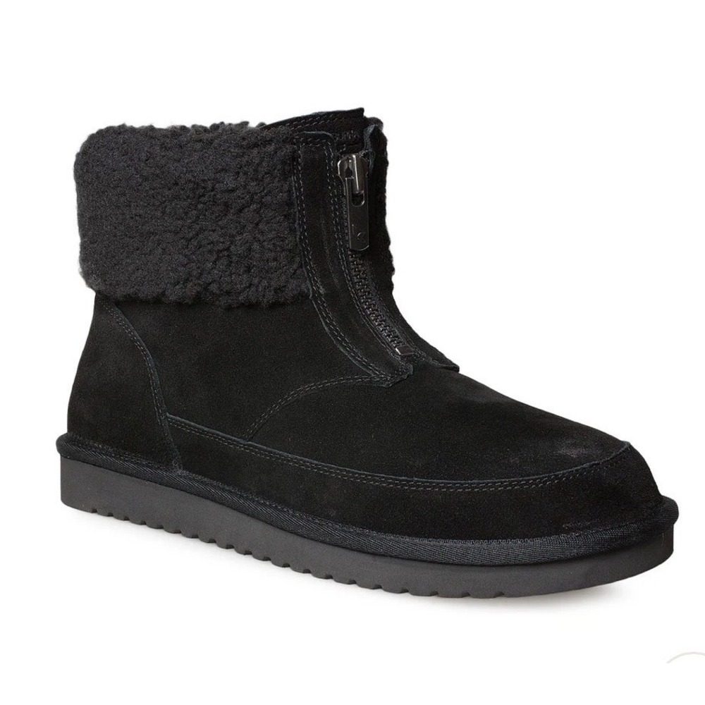 Koolaburra By Ugg Lytta Zip Mini Leather Faux Fur Shearling Boot Black Size 8